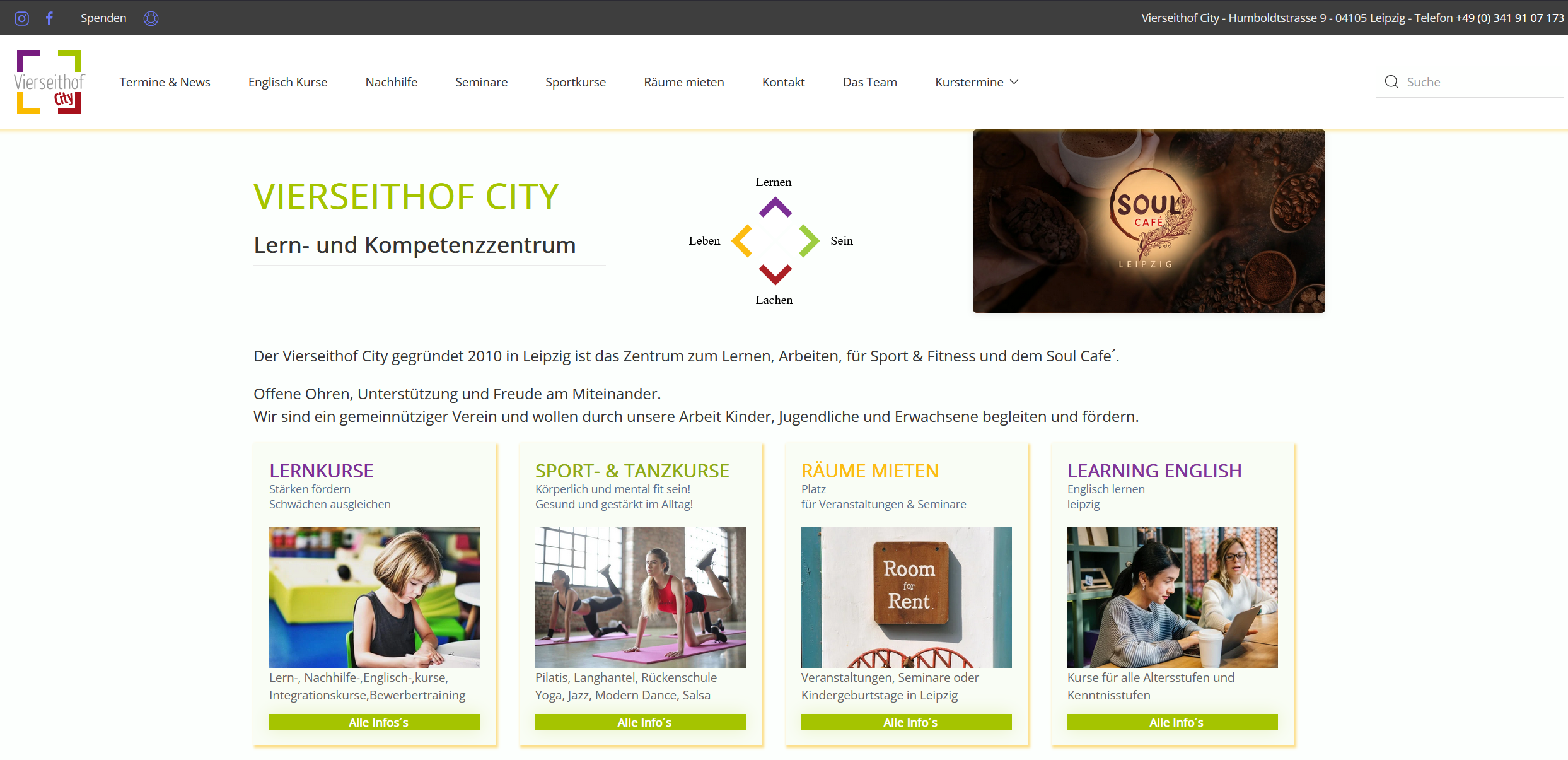Homepage Vierseithof City durch wegwb Webdesign erstellt