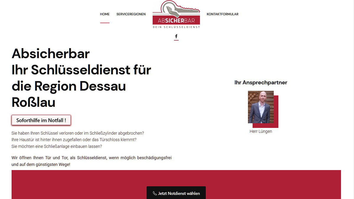 Referenz Webseite-Absicherbar Schlüsseldienst aus Dessau/Roßlau erstellt von  wegwb-webdesign