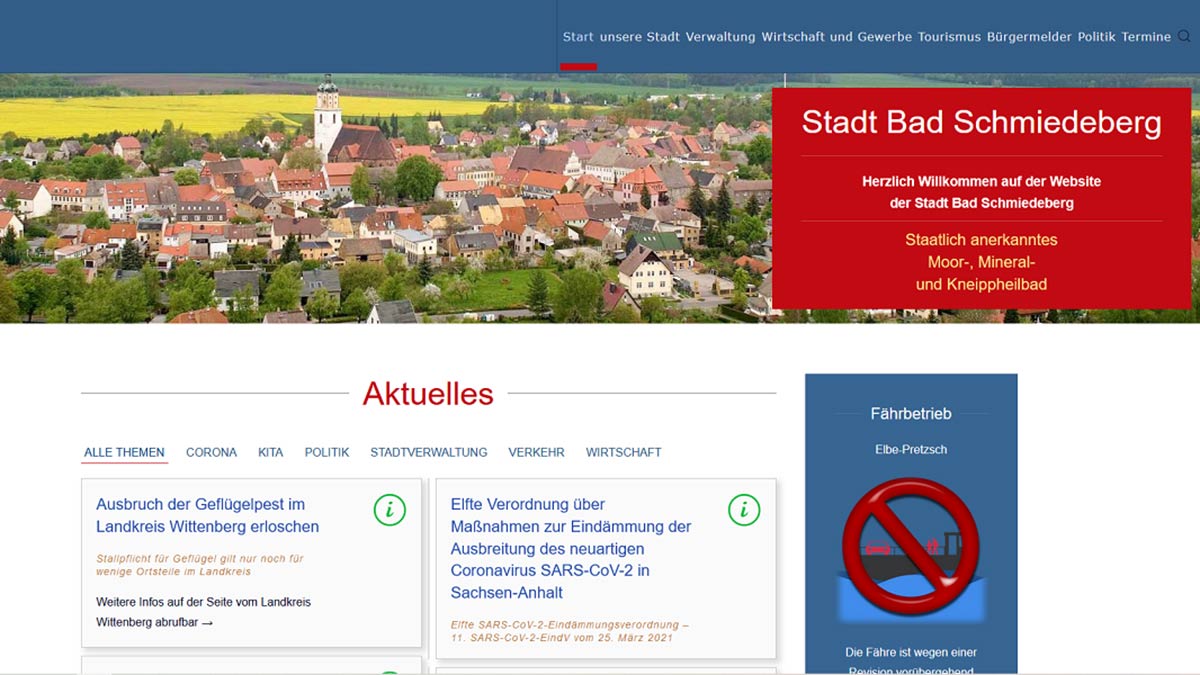 Die Website Bad Schmiedeberg wird durch wegwb Webdesign betreut und gepflegt