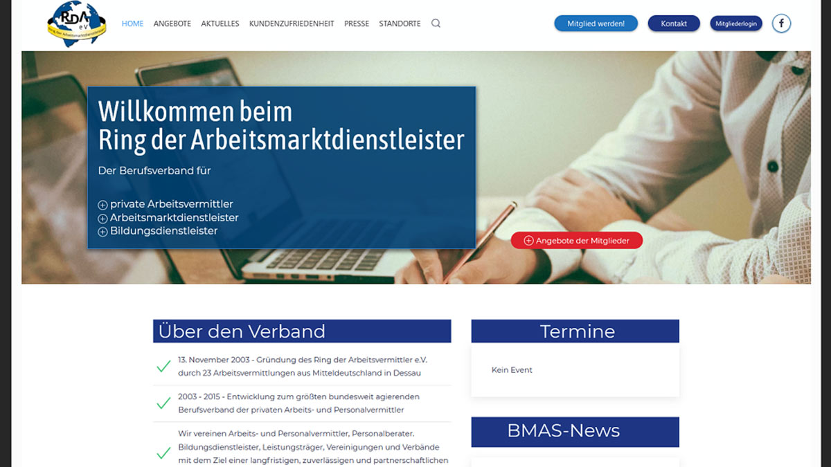 Referenz Webseite:RDAev- Pflege und Betreuung durch wegwb Webdesign